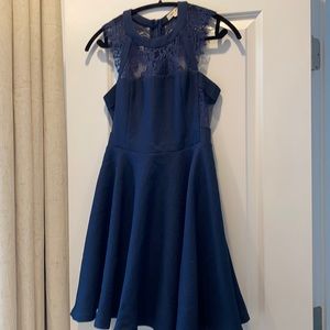 Blue lace back dress